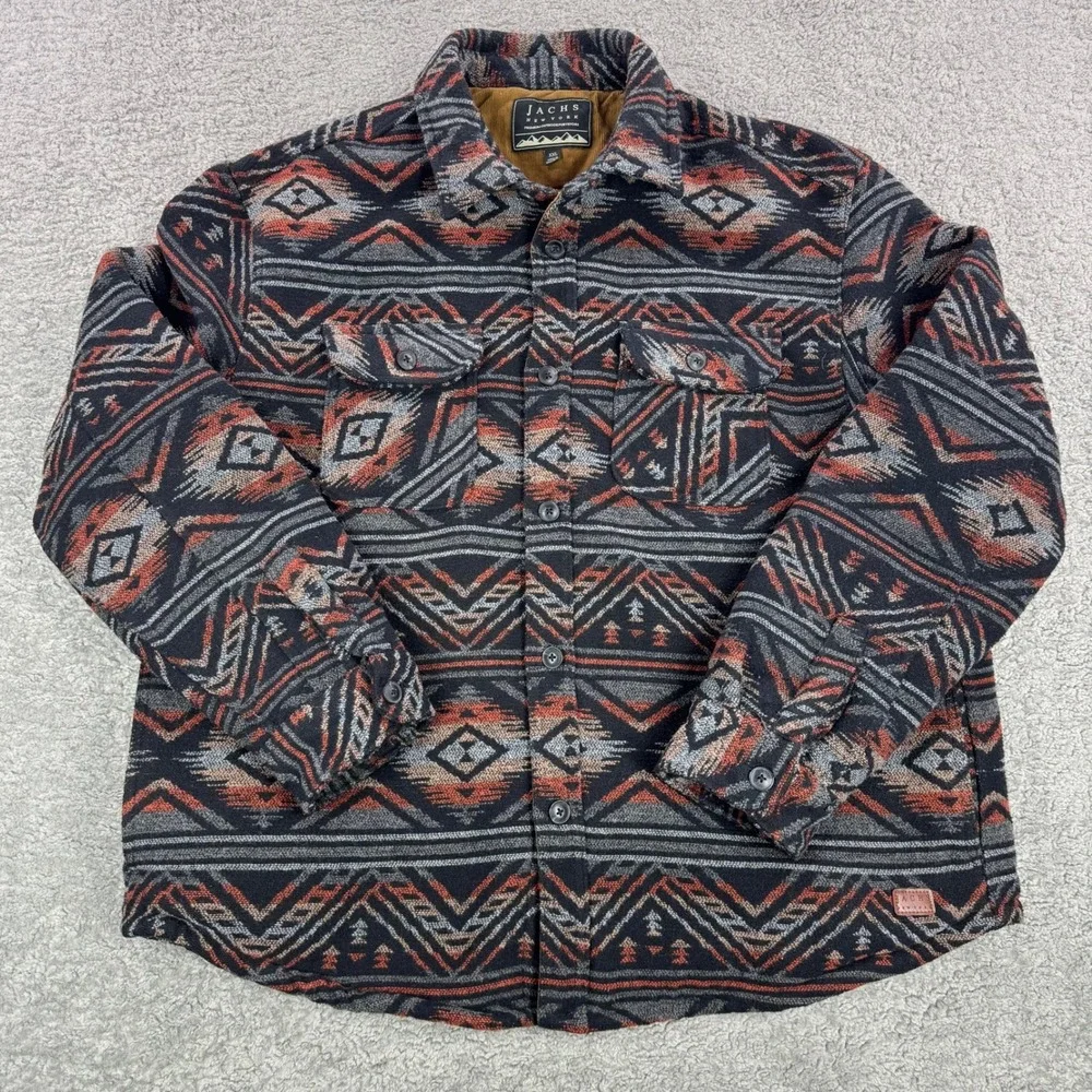 Jachs XXL Southwestern Wool Blend Sherpa Lined Shirt Jacket Shacket *FLAW